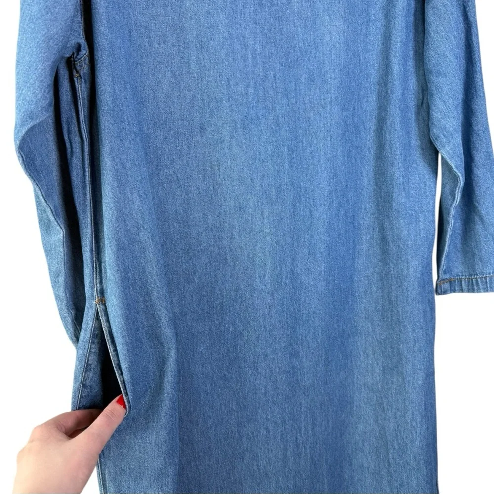 Vintage 90s Denim Maxi Dress Size Small Long Sleeve Coldwater Creek - Picture 6 of 10